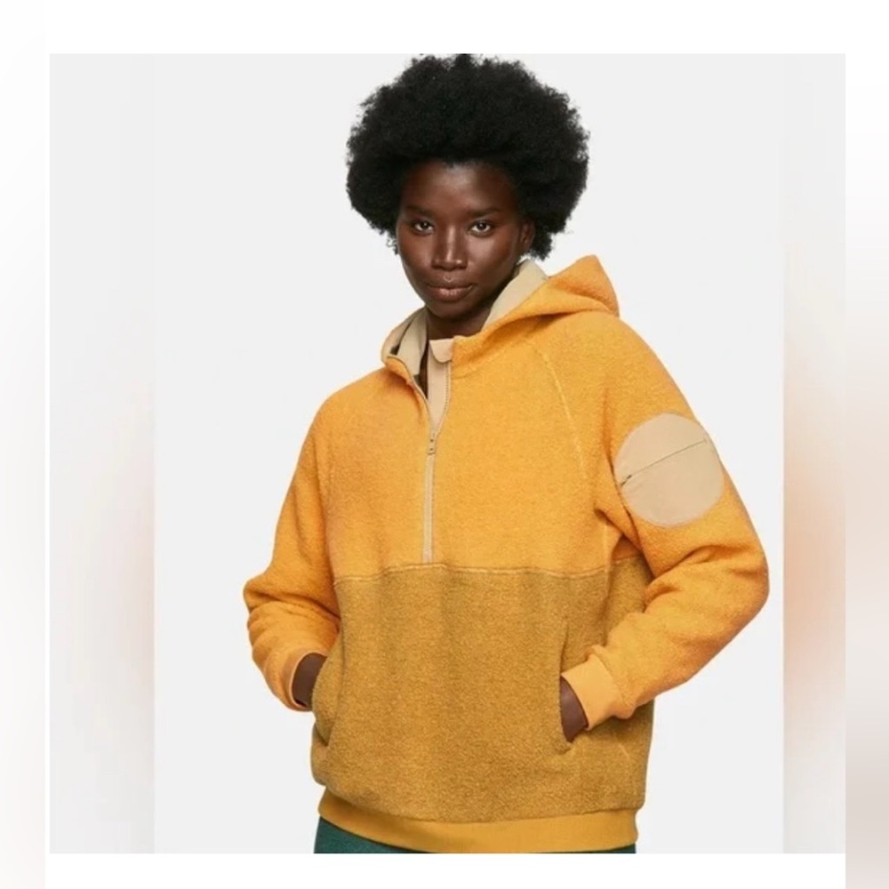 Outdoor Voices Mega fleece hoodie M Dijone yellow half zip trekking travel